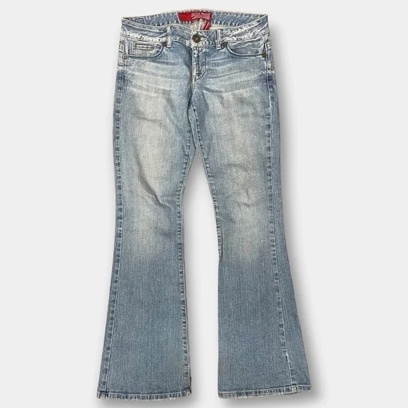 Guess Vintage Daredevil Flare Jeans Embroidery Size 29 - Picture 7 of 8